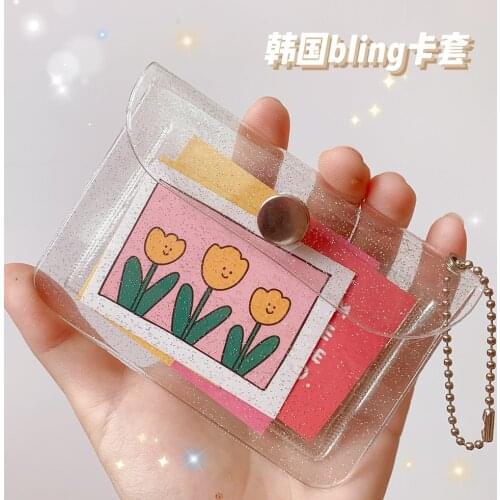 Transparent Card Case Student Portable Bus Certificate Bank Card Protective Cover Flash Powder Coin Purse