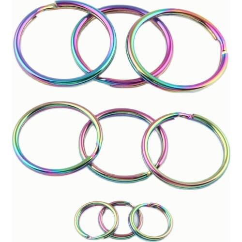 12-30mm Rainbow Split Key Ring Jump Ring Key Fob Key Ring Loop Clasp Connector Trigger Clip Buckle Jewelry Making