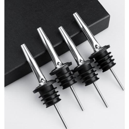 Stainless Steel Bottle Pourer Liquor Spirit Pourer Flow For Wine Bottle Spout With Rubber Stopper Bar Tool LX8133