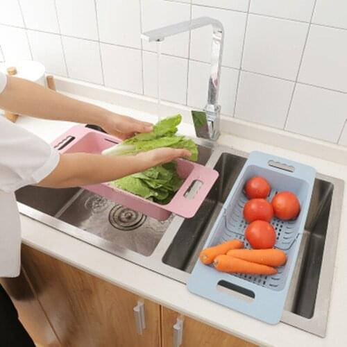 Adjustable Kitchen Vegetable Basket Vegetable Fruit Water Filter Drainer Food container Sink Washing Baskets Kitchen tools