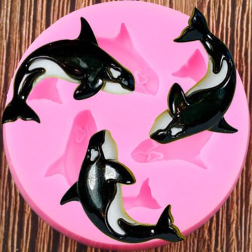 Killer Whale Silicone Molds Dolphin Fondant Chocolate Cake Decorating Tools DIY Jewelry Polymer Clay Resin Moulds Candy Mould