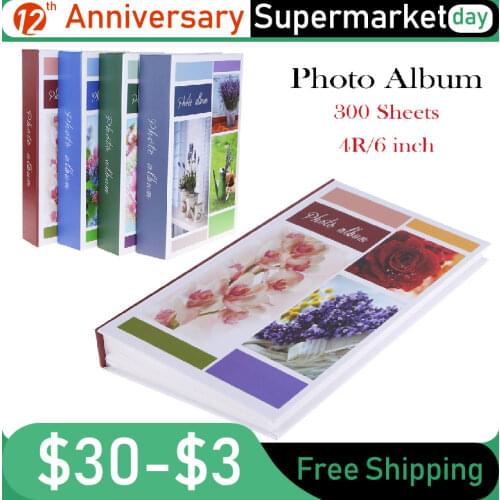 Super Large 300 Sheets 4R/6 inch Interleaf Type Family Photo Album Pictures Scrapbook Random Colors