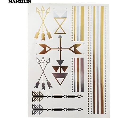 Big Body Art Temporary Tattoo Stickers Gold Triangle Arrow Glitter Tattoo Sticker