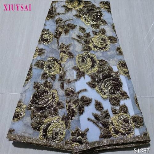 XIUYSAI Hot Selling African Brocade Lace Fabrics With Jacquard Weave French Tulle Lace Fabrics For Fashion Big Occasio P1389