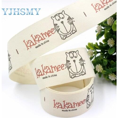 YJHSMY G-18208-72,30 mm 5 Yards Cartoon cotton cloth Ribbons Thermal transfer Printed Wedding Accessories DIY handmade Material