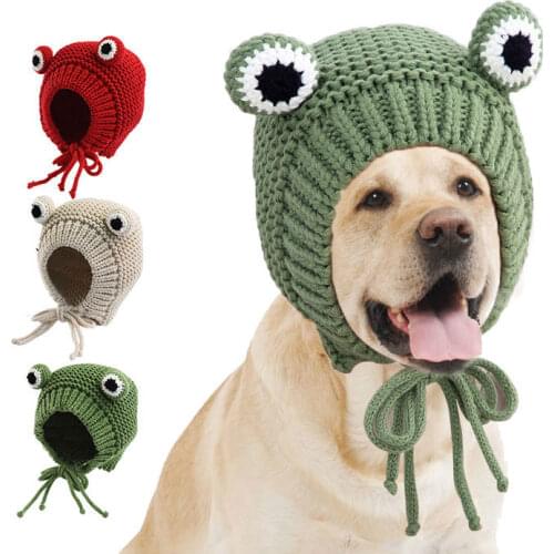 Pet Dog Hat Cute frog Warm hat Caps Winter pet Cat Dog Caps Dog Accessories for large dogs