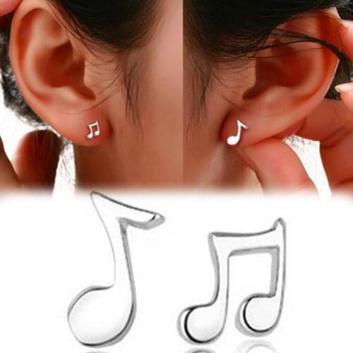 Fashion Lovely Music Note Stud Earrings With Silver Plated Pendientes Ear Charm Earring Women Jewelry Drop Shipping EAR-0511