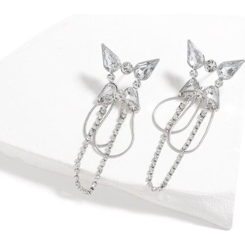 AENSOA New Shiny Tassel Full Rhinestone Dangle Drop Earrings for Women Fashion Irregular Crystal Earring Pendant Jewelry Bijoux