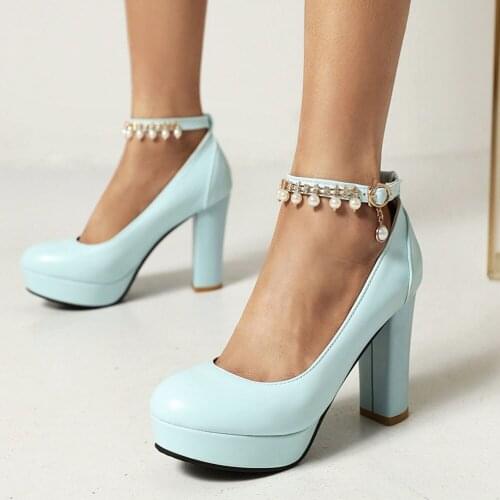 SARAIRIS Fashion Big Size 48 Buckle Strap Platform Women Shoes Sweet Leisure Comfy Elegant High Heels