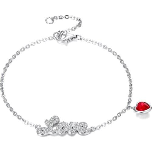 925 Sterling Silver Letter Bracelet "Love" LEKANI Crystals From Swarovski Fine Jewelry for Women Engagement Anniversary Gifts