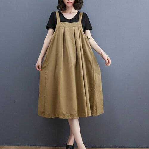 Sleeveless Strap Dress 2021 New Arrival Korea Style Street Fashion Mori Girls Summer Dress Cotton Linen Women Casual Midi Dress