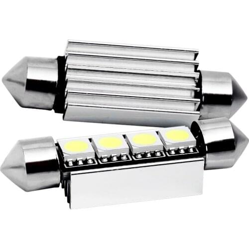 10pcs 42mm c5w C10W 4 smd 5050 Led canbus error free Car Interior Festoon Dome Lights Auto Reading Lamps NO OBC ERROR white 10X