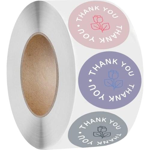 100-500pcs Thank You Round Sticker Scrapbook Envelope Seal Sticker Gift Flower Decoration Stationery Label Stickers