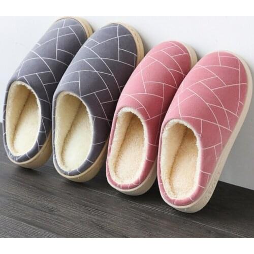 2020 Hot Sale Womens Slippers Men Couples Geometric Flock Warm Non-slip Floor Home Slippers Indoor Shoes Chinelo Masculino