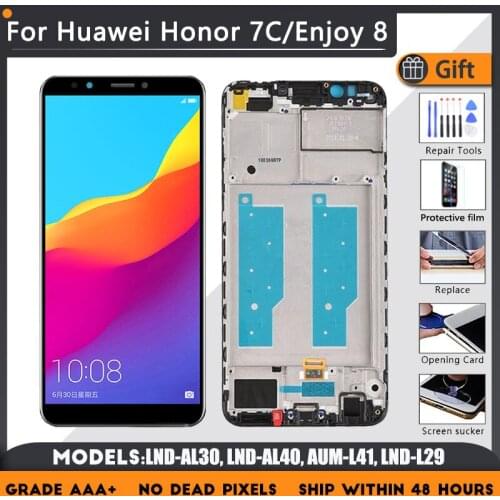 For Huawei Honor 7C Enjoy 8 LND-AL30 AL40 L29 AUM-L41 LCD screen assembly with front case touch glass,With repair parts Display