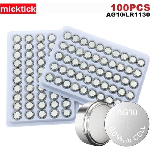 100PCS AG10 LR1130 1130 SR1130 389A LR54 L1131 389A 1.5V cell coin Button Battery batteria MP3 Players Toys Blood Glucose watch
