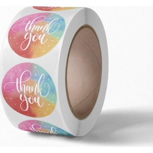 Watercolor Thank You Stickers, 500pcs 1 Inch Round Paper Small Business Labels for Card Envelope,Bubble Mailers,Shipping Sticker