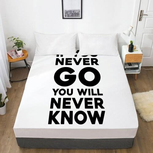 White Letter Fitted Sheets Mattress Cover With Elastic Band 3D Bed Sheet Linens 180x200 160x200 Bed Sheet Customize size/design