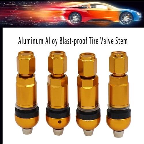 4 pcs Glossy Gold TPMS blast-proof Tire Pressure Monitoring System Tubeless Tire Valve Stem Repair Kit for All vehicles