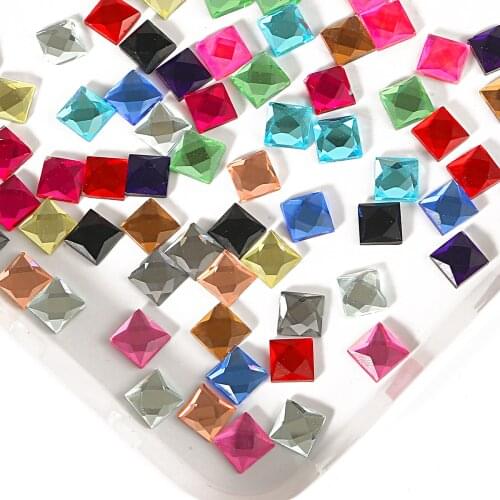 Big Square Rhinestone 10mm Glue-On Beads Flatback Crystals Beads For Crafts Wedding Dress Bags Shoes Decoration 25pcs/lot
