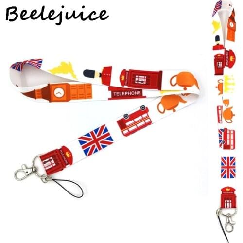 24pcs England British bus Classical Style Lanyard For keys The 90s Phone Working Badge Holder Neck Strap With Phone Rope Lanyard