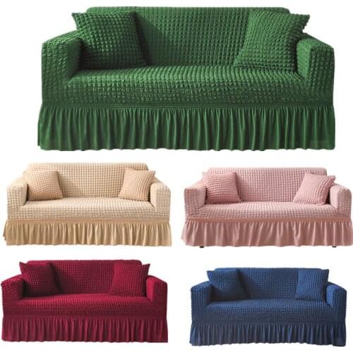 Elastic Skirt Sofa Cover for Living Room Solid Color Sofa Cover Lattice Sofa Cover fit Armchair Couch Sofa
