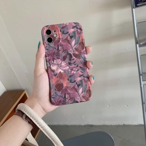 Retro Art Autumn Maple Leaves Pattern Phone Case For iPhone 12 11 Pro Max X Xs Max Xr 7 8 Puls SE 2020 Cases Soft Silicone Cover