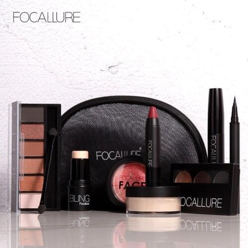 FOCALLURE 8 Pcs Fashion Makeup Set Female Beginner Student Novice Full Matte Makeup Cosmetic Kit Combination With Makeup Bag