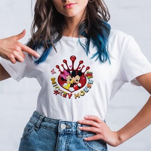 Disney T Shirt Women Summer Kawaii Fashion New Products Dropship Korean Style T-shirts Female Outdoor Trend Mickey Minnie Mouse