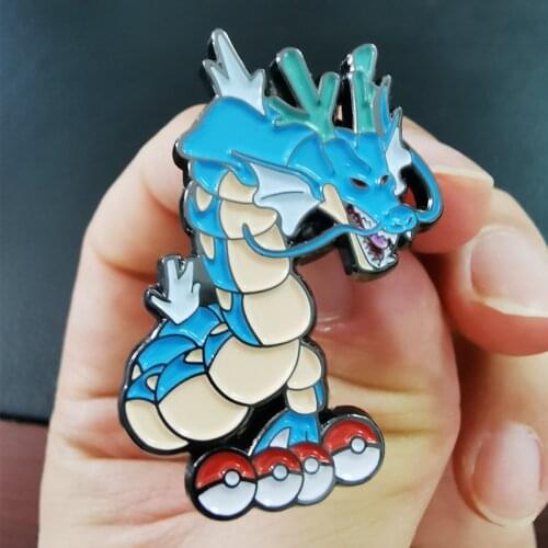 Gen 2 Dragon Kingdra Brooch Cute Anime Game Fan Art Jewelry with glitter