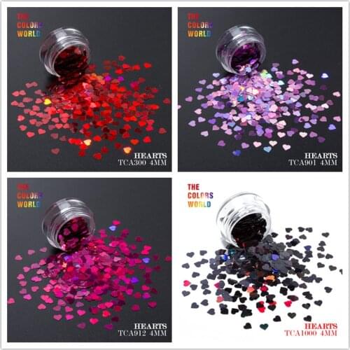 TCT-172 Heart Shape Holographic 4MM Size Nail Glitter Nail Art Decoration Body Glitter Makeup Face Painting Henna Handwork DIY