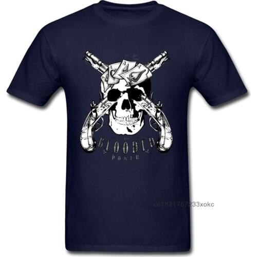 Blooded Skull Poker O Neck T Shirt NEW YEAR DAY Tops & Tees Short Sleeve Coupons Pure Cotton Gift Sweatshirts Summer Mens