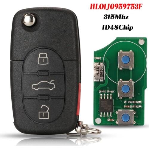 Jingyuqin 3+1 Buttons 315Mhz ID48 Chip Smart Remote Car Key For VW Volkswagen Beetle Golf 1988 1999 2000 2001 FCC: HLO1J0959753F