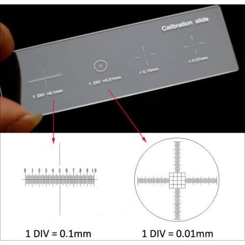 926 0.01mm Microscope Slides Reticle Calibrating Slide Ruler Cross Microscope Calibration Ruler Stage Micrometer