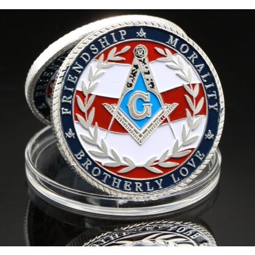 Five American Army Freemasonry Silver Plated Coin Collection Religious Belief Gold Coin Coin Free Mason Coin Crafts Collectibles