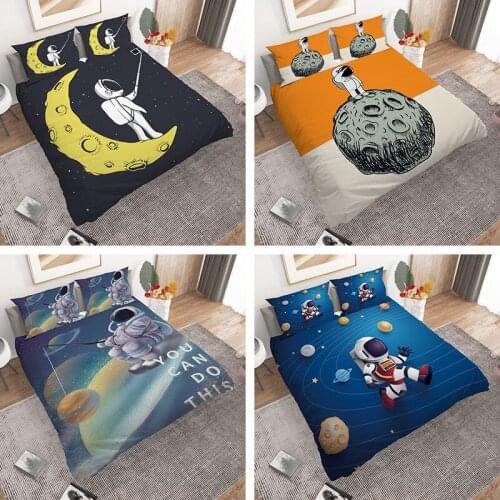 Home Textiles Astronaut Space Bedding Sets Cartoon Duvet Cover Set With Pillowcase No Comforter 2/3pcs King Queen Full Size