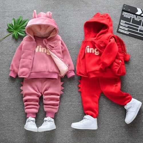 Girl Clothes Winter Snow warm Children Suits Casual Girls Clothing Sets jacket+Sweatshirts+Sports pants 3 PCS Kids Set