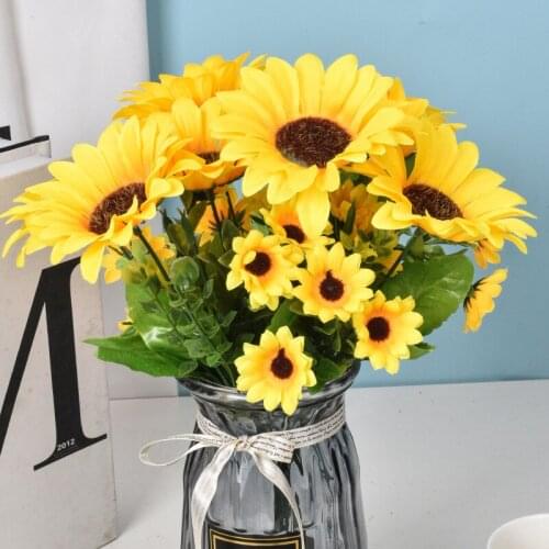 1Pcs Beautiful Sunflower Bouquet Silk Flower High Quality Artificial Flower Home Garden Party Wedding Decoration DIY