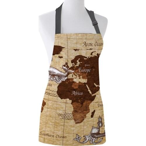 Kitchen Apron Vintage Nautical Map Adjustable Canvas Aprons for Men Women Kids Home Cleaning Tools