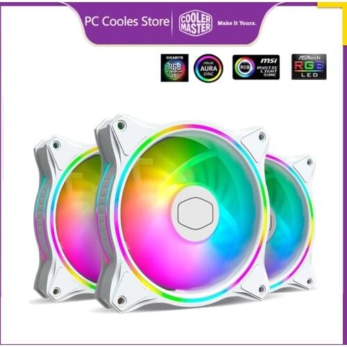 Cooler Master MF120 HALO White edition 3 in 1 KIT 5V/3PIN ARGB CPU Cooling fan 120mm Loop Addressable Lighting with Controller
