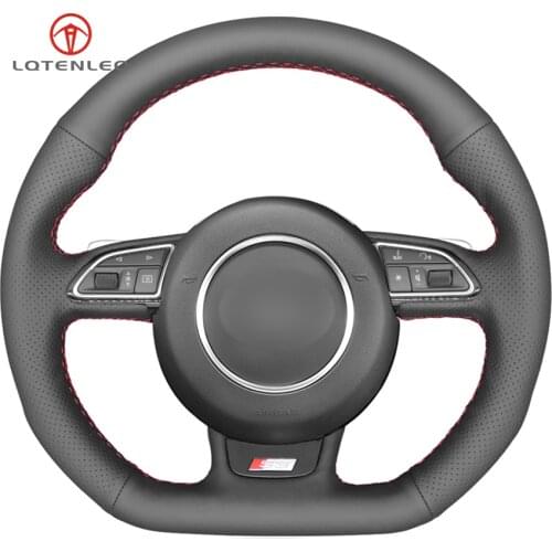 LQTENLEO Black Artificial Leather DIY Hand Car Steering Wheel Cover For Audi A5 A7 RS7 S7 SQ5 S6 S5 RS5 S4 RS4 S3 2012-2018