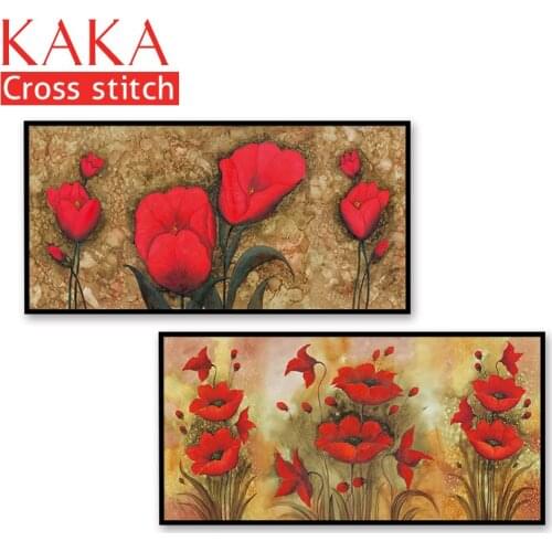 Cross stitch kits,Embroidery needlework sets with printed pattern,11CT-canvas for Home Decor Painting,Flowers Full NCKF158