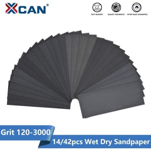 XCAN Sandpaper Wet Dry Sanding Paper 14/42pcs Grit 120-3000 Abrasive Polshing Tool for Wood Metal Sand Papers
