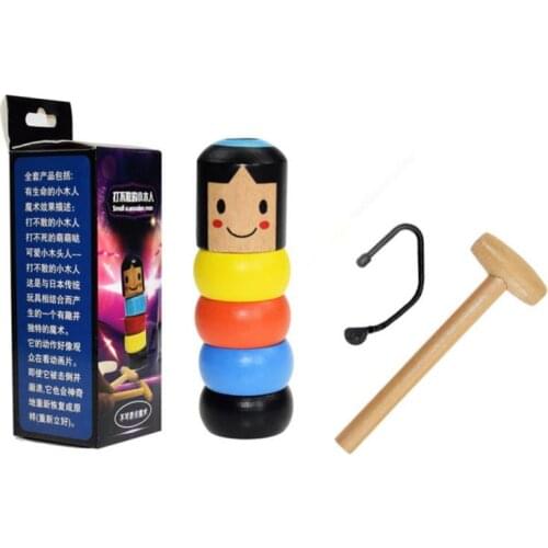 Immortal Daruma Unbreakable Wooden Man Kids Toy Magic Tricks Close Up Stage Magic Props Comedy Mentalism Fun Toy Accessory 1set