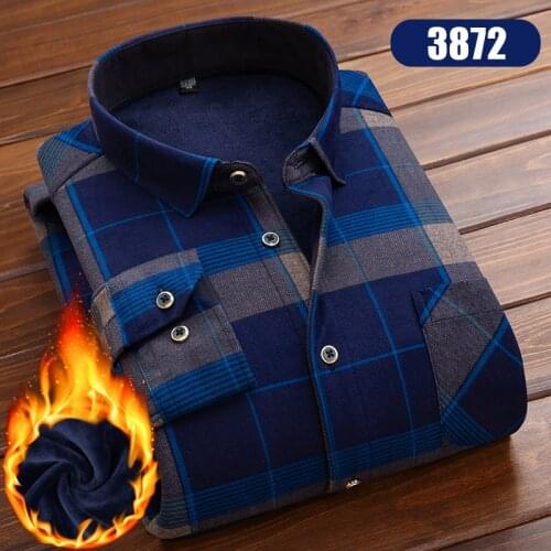 2020 New High Quality Winter Warm Plaid Casual men shirt Long sleeves Shirts Mens Fashion Thick Flannel Shirt camisa masculina