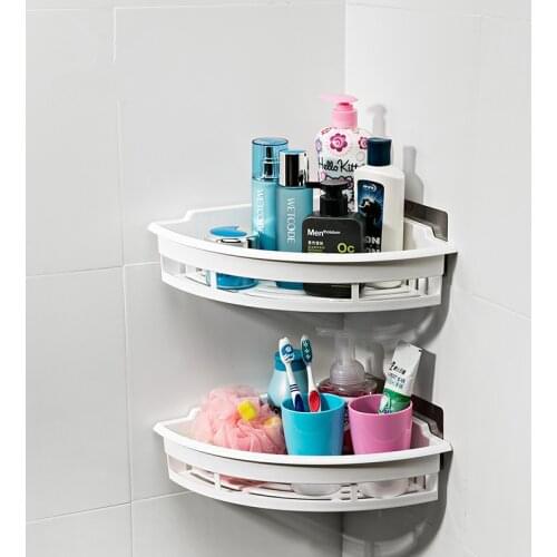 New Suction Basket Bathroom Shelf Washing Room/Kitchen Corner Basket Wall Mounted Storage Rack Shampoo Storage Basket Holder