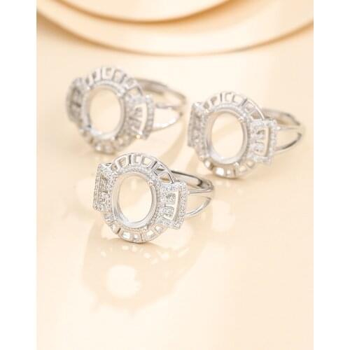 8*10mm 925 STERLING SILVER women Semi Mount Bases Blanks base blank Pad ring Setting wedding jewelry findings diy A5896