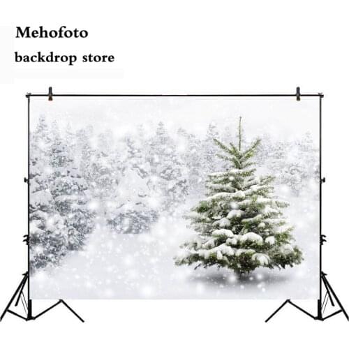 Mehofoto Christmas Backdrop Natural Winter Background for Photography White Snow Tree Home Party Decoration Photo Studio 165