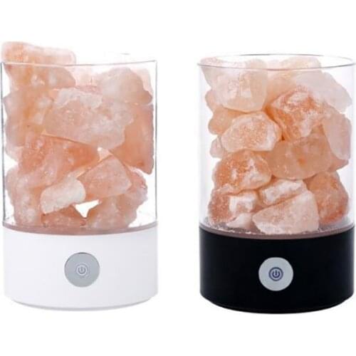 Pink Salt Rock Lamps USB Himalayan Sea Salt Crystal Night Light with Touch Dimmer Switch Air Purifier Bedside Night Light