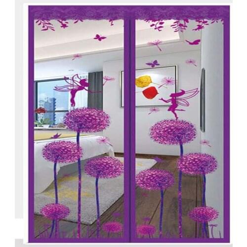 Embroidery Elves Dandelion Summer Anti-Mosquito Insect Fly Bug Magnetic Door Mesh Curtains Home Bedroom High Density Close Net
